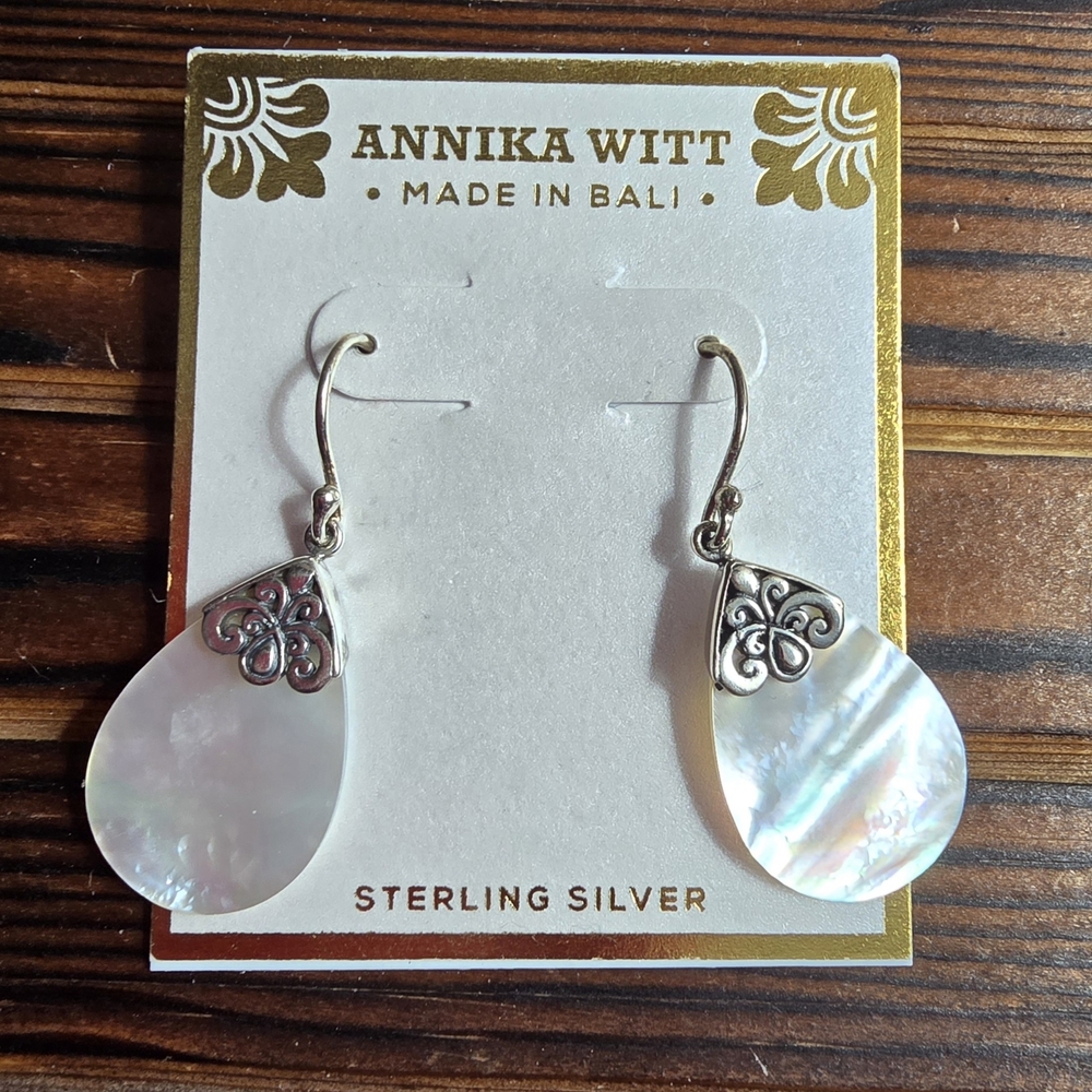 Annika Witt teardrop-shaped earrings sterling silver and mother of pearl! - Picture 4 of 8